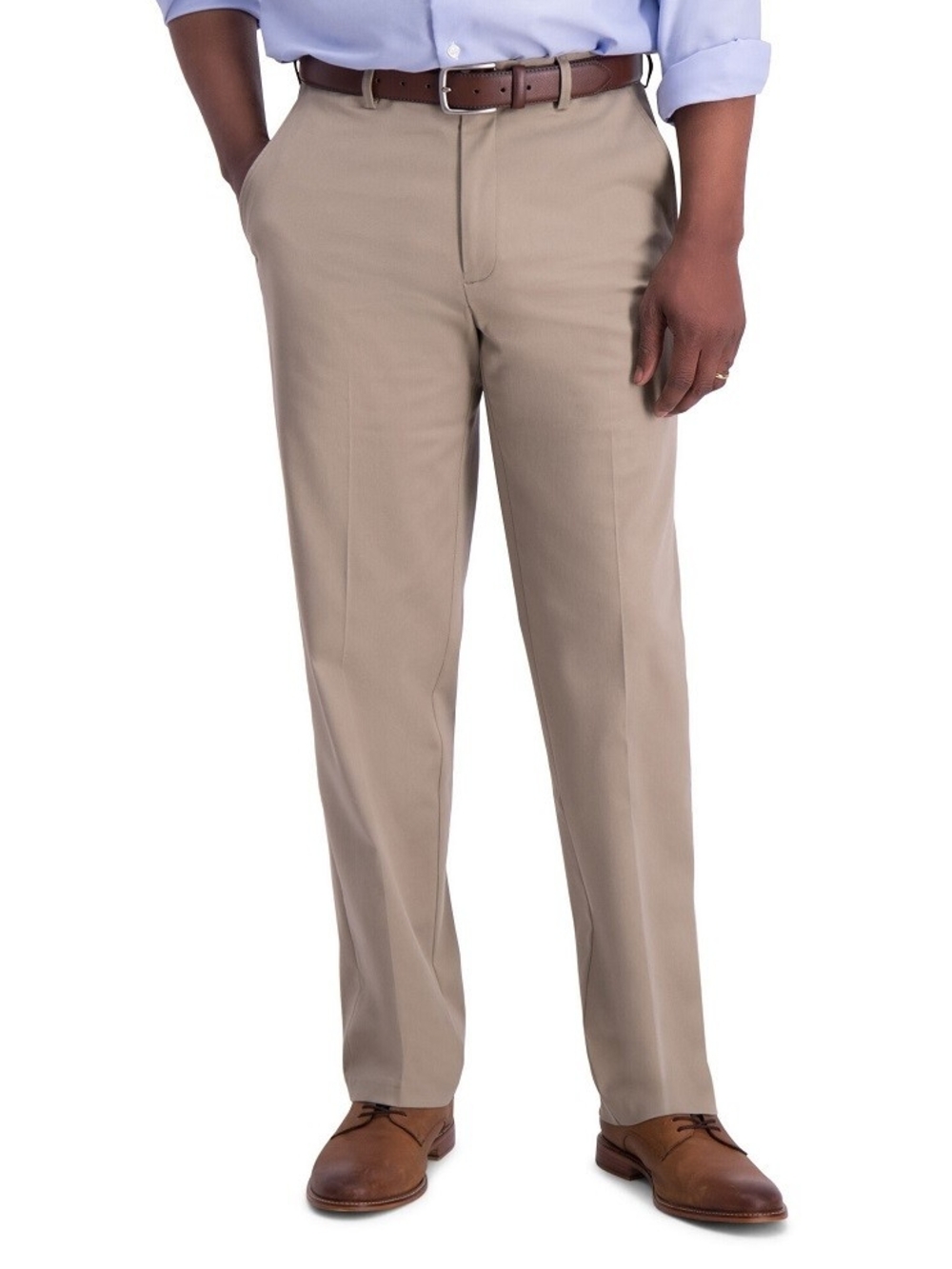 Haggar Flat-Front Chinos in Light Khaki